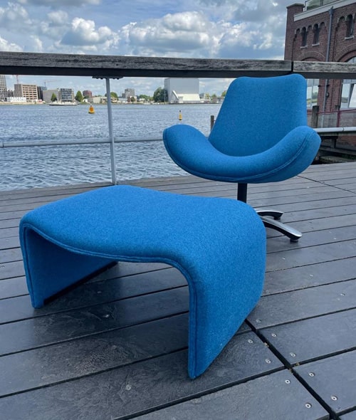 Stoffering Design stoel + hocker Stofferen Design Stoffeerwerk
