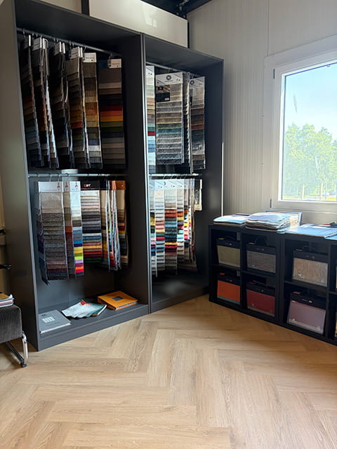 Onze stoffen in onze Showroom in Alkmaar
